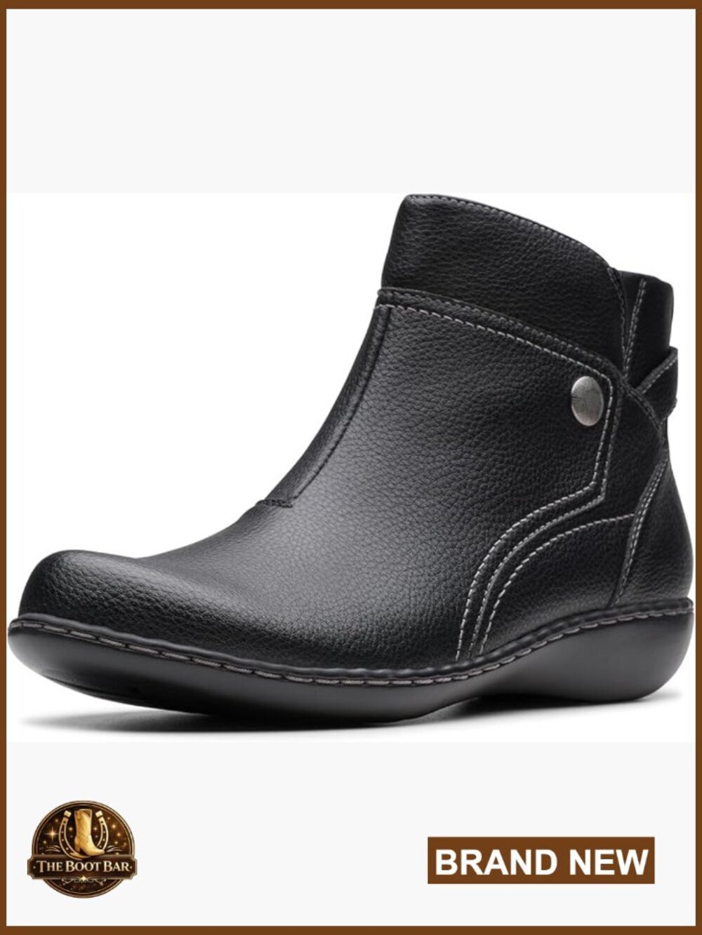 Tumbled Nautical Leather Ankle Bootie with Button Detail Zip Closure